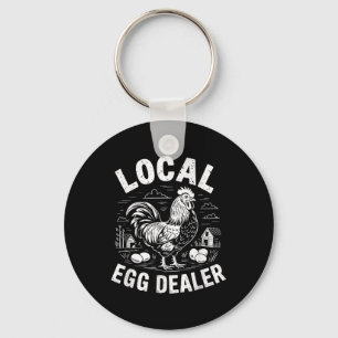 Local Egg Dealer Retro Funny Chicken Easter Farmho Key Ring