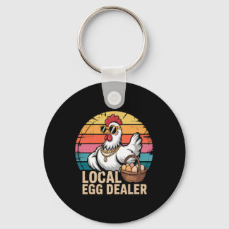 Local Egg Dealer Roster Farmer Funny Chicken Easte Key Ring