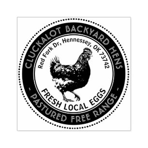 Local Eggs Vintage Hen Wide Border Chicken Farm Rubber Stamp