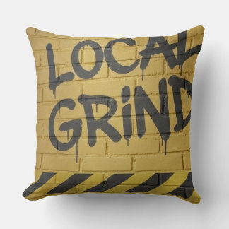 "Local Grind" Street Art Dustr Black And Yellow Cushion