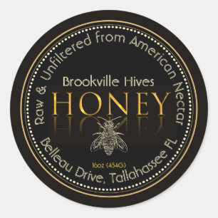 Local Honey Label Black and Gold with Bee