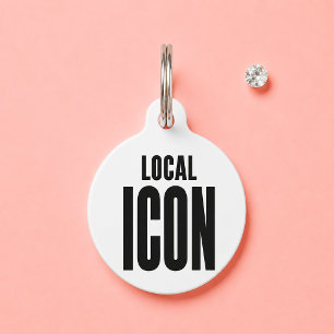 Local Icon Funny White Custom Name Dog Cat Pet Tag