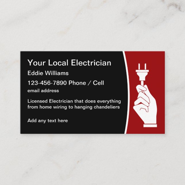 Local Licensed Electrician Business Cards (Front)