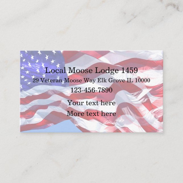 Local Moose Lodge Veterans Affairs  Business Card (Front)