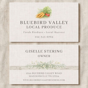 Local Produce Farmers Market Shabby Chic Linen Business Card