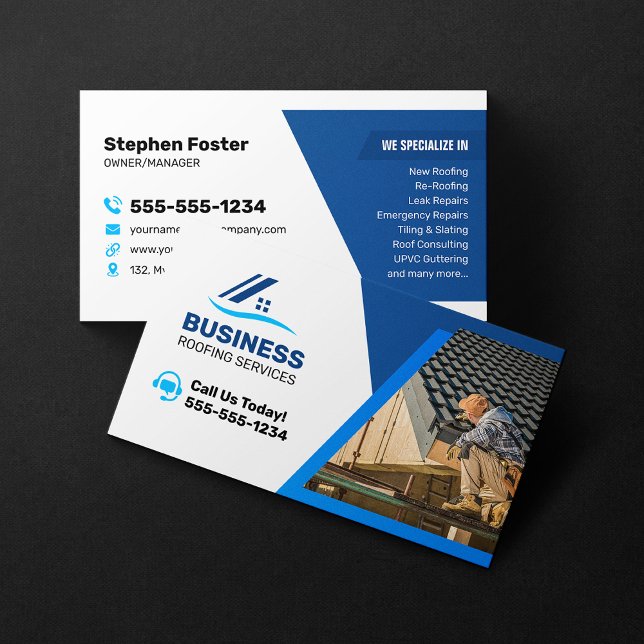 Local Roofing Repair, Re-Roofing, Gutter Service Business Card (Creator Uploaded)