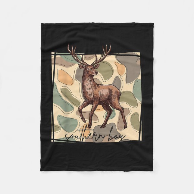Local Southern Boy Deer Hunting Camo Outdoor Vinta Fleece Blanket (Front)