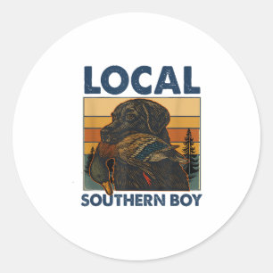 Local Southern Boy Duck Hunting Black Lab Outdoor Classic Round Sticker