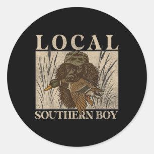 Local Southern Boy Duck Hunting Black Lab Outdoor Classic Round Sticker