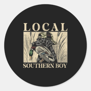 Local Southern Boy Duck Hunting Black Lab Outdoor  Classic Round Sticker
