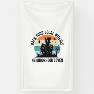 Local Witch Halloween Haunted House Retro Art Banner