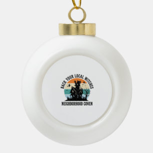Local Witch Halloween Haunted House Retro Art Ceramic Ball Christmas Ornament
