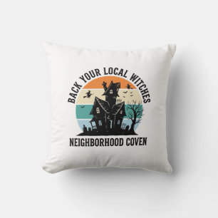 Local Witch Halloween Haunted House Retro Art Cushion