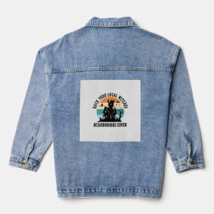 Local Witch Halloween Haunted House Retro Art Denim Jacket