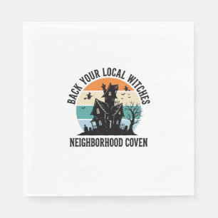 Local Witch Halloween Haunted House Retro Art Napkin