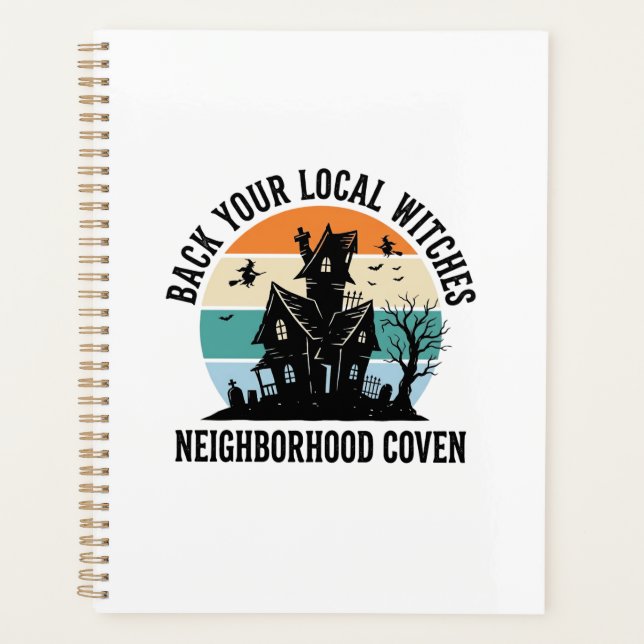 Local Witch Halloween Haunted House Retro Art Planner (Front)
