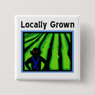 Locally Grown 15 Cm Square Badge
