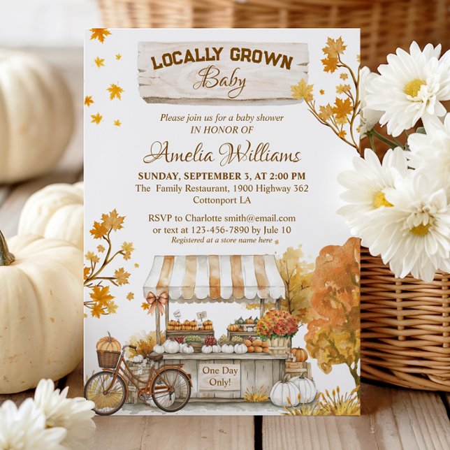 Locally Grown Baby Autumn Farmers Market Invitation (Creator Uploaded)