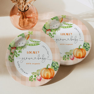 Locally grown baby fall Pumpkin farm baby shower Paper Plate