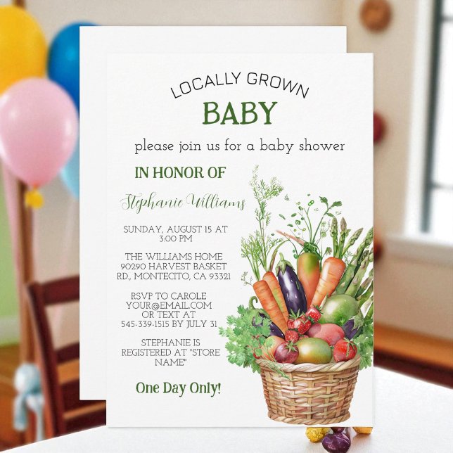 Locally Grown Baby Farmers Market Baby Boy shower Invitation (Creator Uploaded)