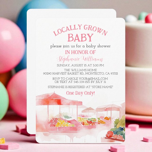 Locally Grown Baby Farmers Market Baby Girl shower Invitation (Creator Uploaded)