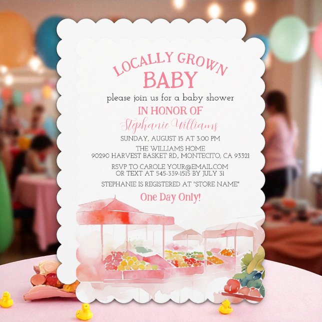 Locally Grown Baby Farmers Market Baby Girl shower Invitation (Creator Uploaded)