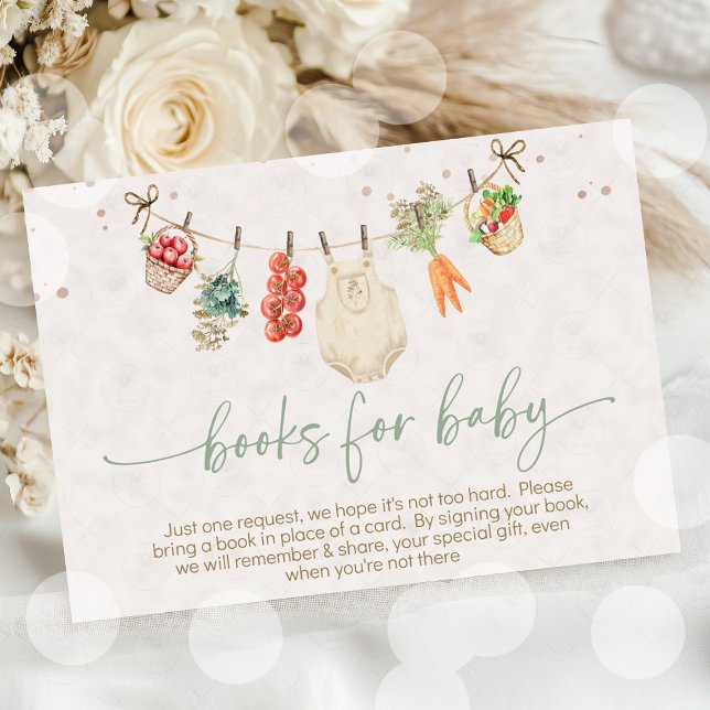 Locally grown baby Farmers market baby shower  Enclosure Card (Locally Grown Baby Shower book for baby enclosure card, farmers market theme, watercolor fruits and )
