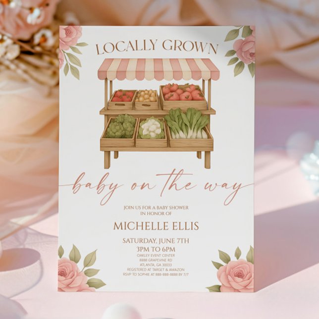 Locally Grown Baby Farmer's Market Baby Shower Invitation (Creator Uploaded)