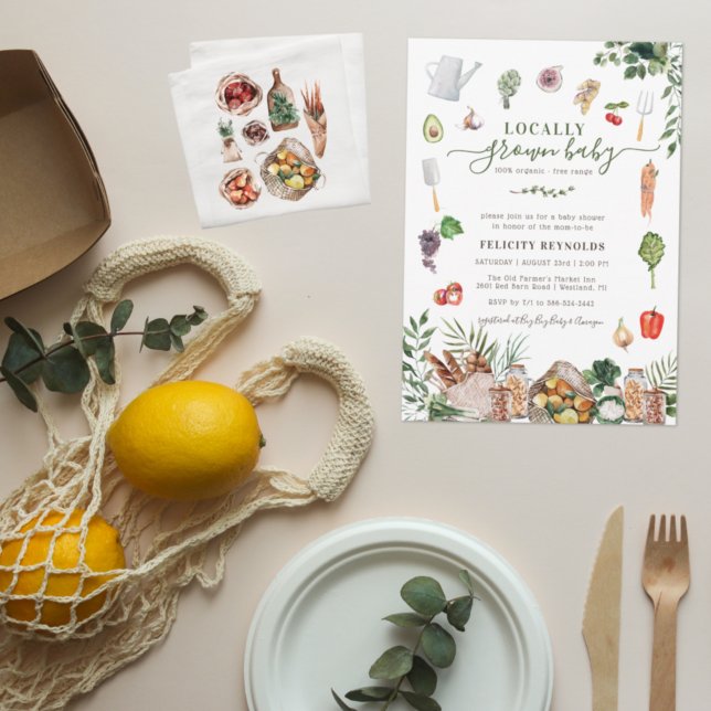 Locally Grown Baby | Farmer's Market Baby Shower Invitation (Creator Uploaded)