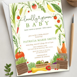 Locally Grown Baby Farmers Market Baby Shower Invitation