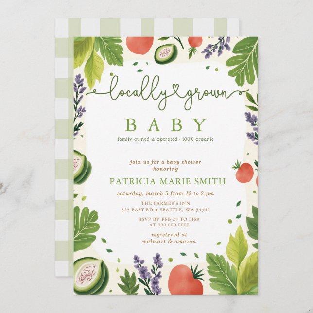Locally Grown Baby Farmers Market Baby Shower Invitation (Front/Back)