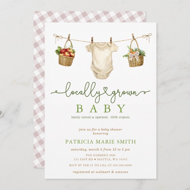 Locally Grown Baby Farmers Market Baby Shower Invitation (Front/Back)