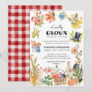 Locally Grown Baby   Farmer's Market Baby Shower Invitation