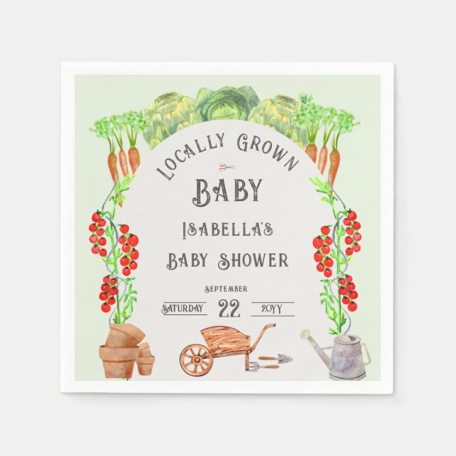 Locally Grown Baby , Farmer's Market  Baby Shower  Napkin (Front)
