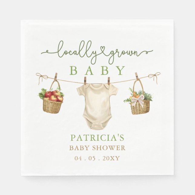 Locally Grown Baby Farmers Market Baby Shower Napkin (Front)