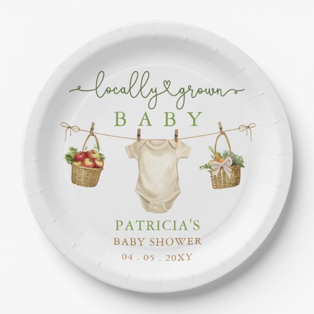 Locally Grown Baby Farmers Market Baby Shower Paper Plate (Front)