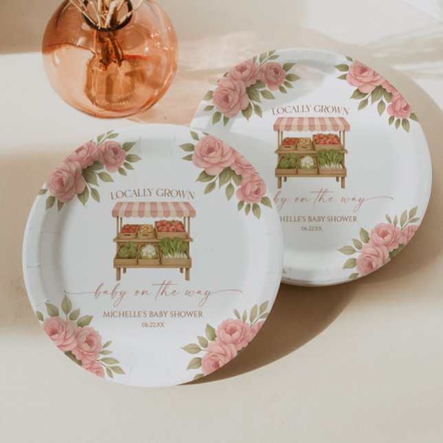 Locally Grown Baby Farmer's Market Baby Shower Paper Plate (Creator Uploaded)