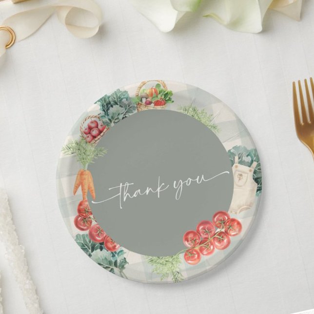 Locally Grown Baby Farmers Market Baby Shower Paper Plate (Farmers market baby shower paper plates with rustic locally grown baby design)