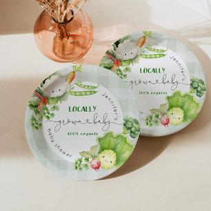 Locally grown baby Farmers market baby shower Paper Plate