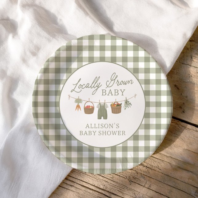 Locally Grown Baby Farmers Market Baby Shower Paper Plate (Creator Uploaded)