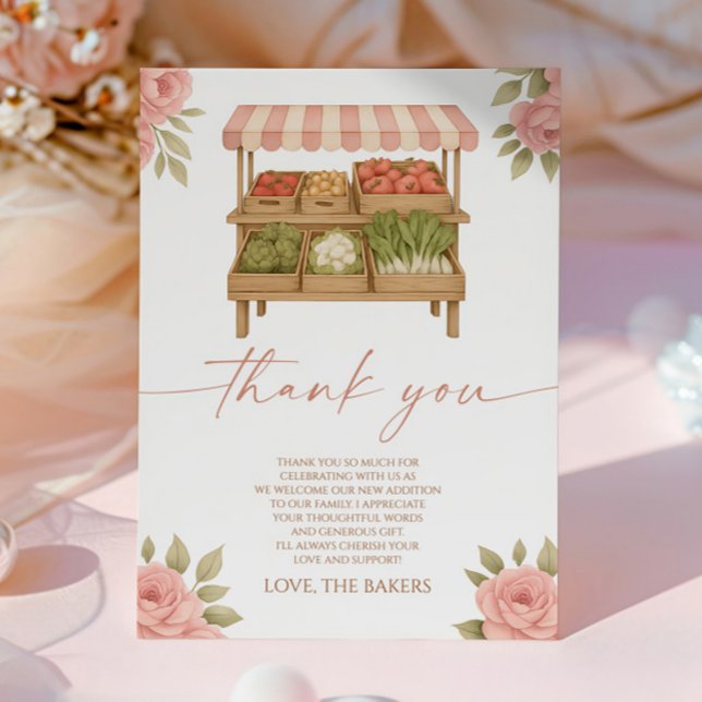Locally Grown Baby Farmer's Market Baby Shower Thank You Card (Creator Uploaded)