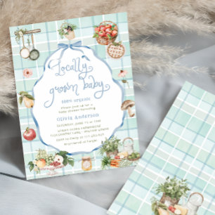 Locally Grown Baby Farmers Market Boy Baby Shower Invitation