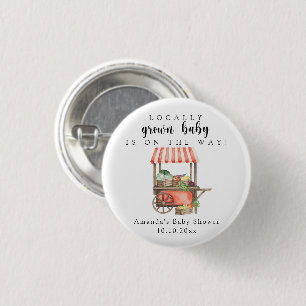 Locally Grown Baby Farmers Market Cart Baby Shower 3 Cm Round Badge