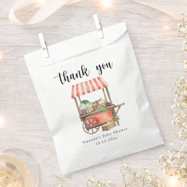 Locally Grown Baby Farmers Market Cart Baby Shower Favour Bag (Clipped)