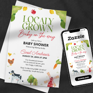Locally Grown Baby on the Way Farmer Baby Shower Invitation