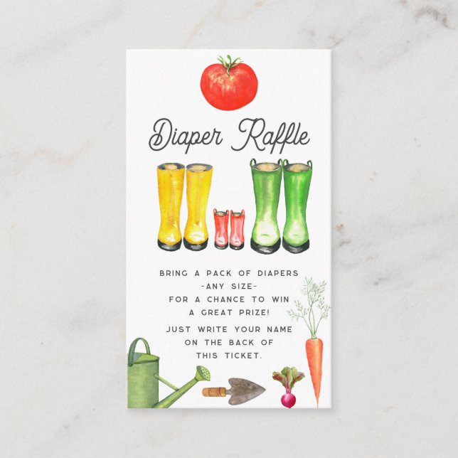 Locally Grown Baby Red Boots Diaper Raffle Enclosure Card (Front)