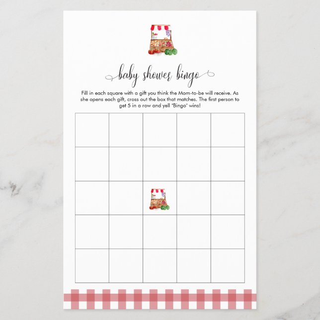 Locally Grown Baby Shower Bingo Game Market Flyer (Front)