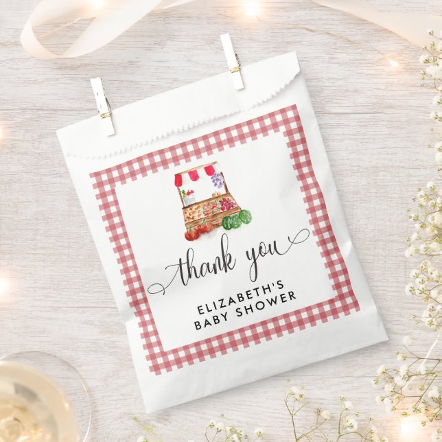 Locally Grown Baby Shower Carrots Gingham Favour Bag (Clipped)