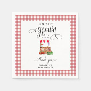 Locally Grown Baby Shower Carrots Gingham Napkin