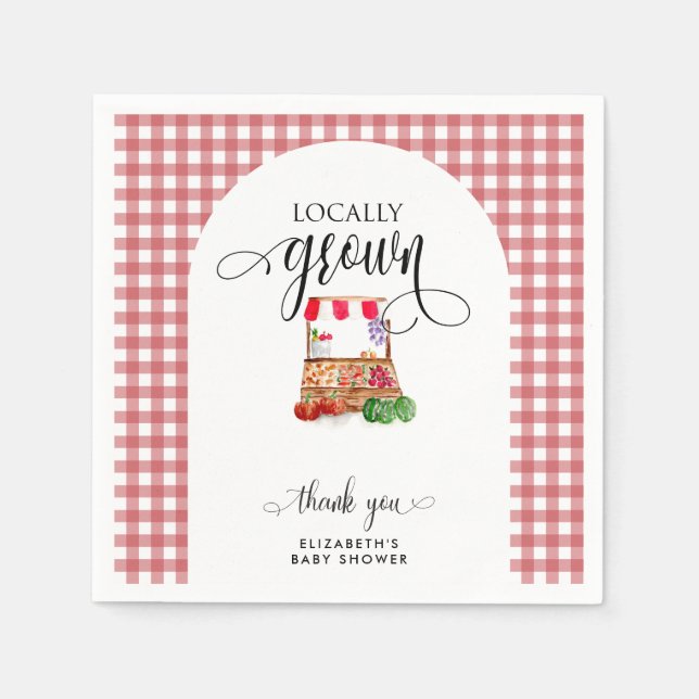 Locally Grown Baby Shower Carrots Gingham Napkin (Front)